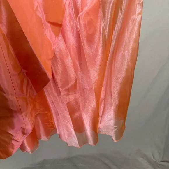 Vintage Y2K Morgan & Co Coral Prom Dress 5 Taffeta Strapless Iridescent Peach